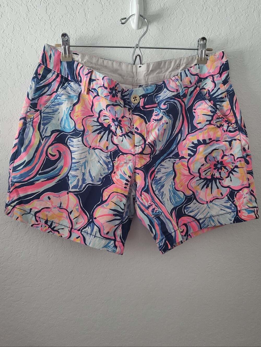 Lilly Pulitzer Jayne Stretch Shorts Nauti Navy Boho Bateau Sz 8